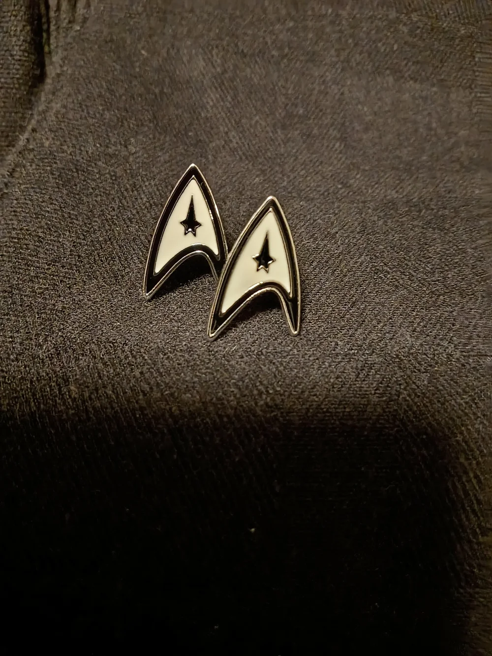 Starfleet Delta Enamel Pin Pair - White & Black